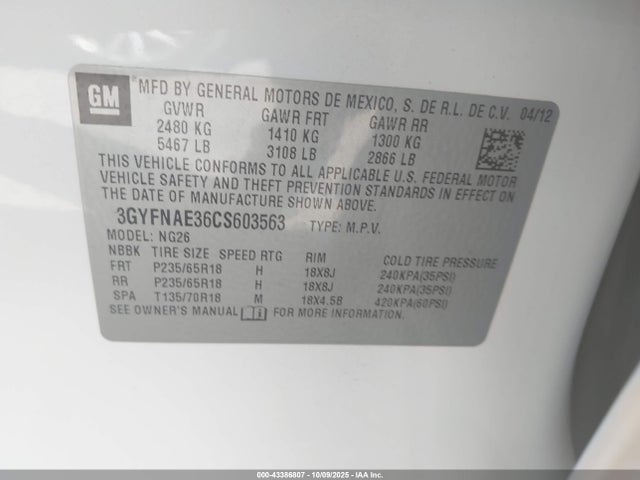 2012 CADILLAC SRX 3GYFNAE36CS603563 Photo 8