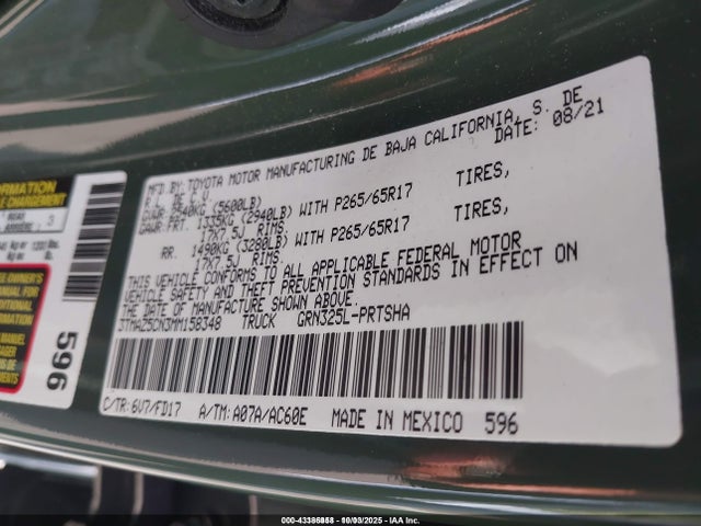 Toyota 2gr-fks 2021 3TMAZ5CN3MM158348 Image 9