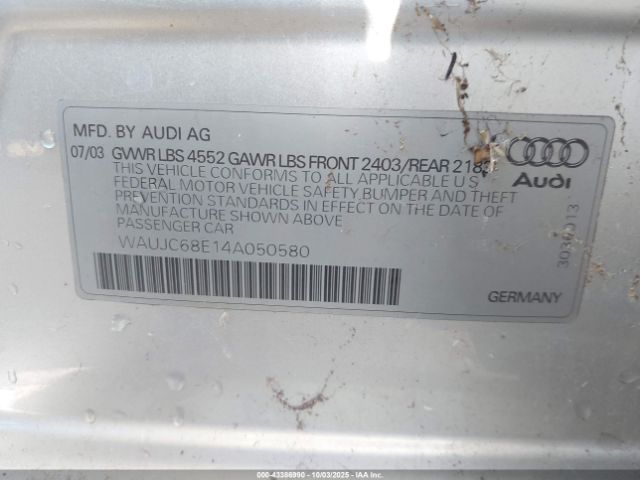 2004 AUDI A4 WAUJC68E14A050580 Photo 8