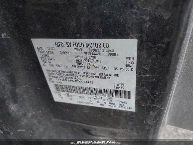 2008 FORD F-150 1FTRW14W48KC54787 Photo 8