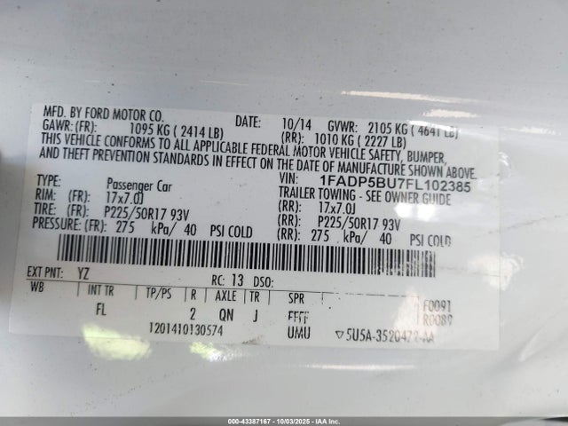 Ford C-MAX 2015 1FADP5BU7FL102385 Image 9