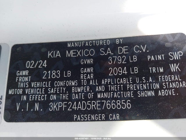 KIA Forte Lxs 2024 3KPF24AD5RE766856 Image 9