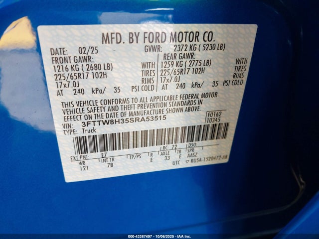 3FTTW8H35SRA53515 Ford 2025