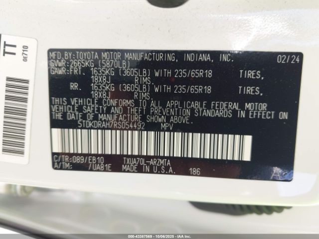 2024 TOYOTA HIGHLANDER 5TDKDRAH7RS054492 Photo 8