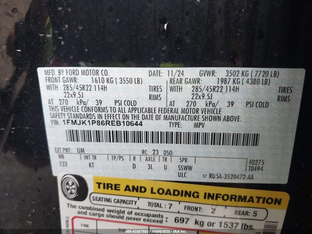 1FMJK1P86REB10644 Ford Expedition King Ranch Max