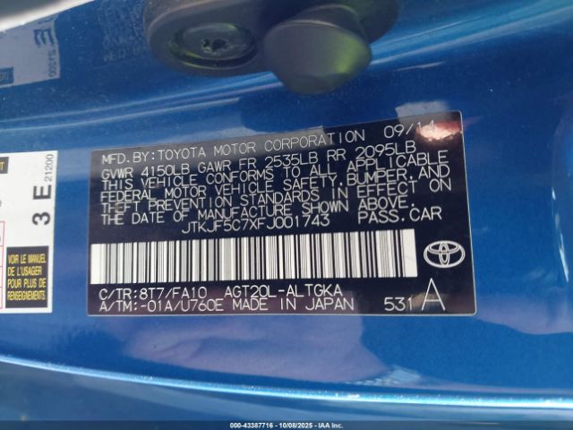 2015 SCION TC JTKJF5C7XFJ001743 Photo 8
