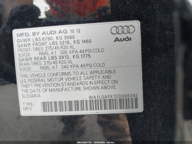 2013 AUDI Q7 WA1LGAFE1DD006092 Photo 8