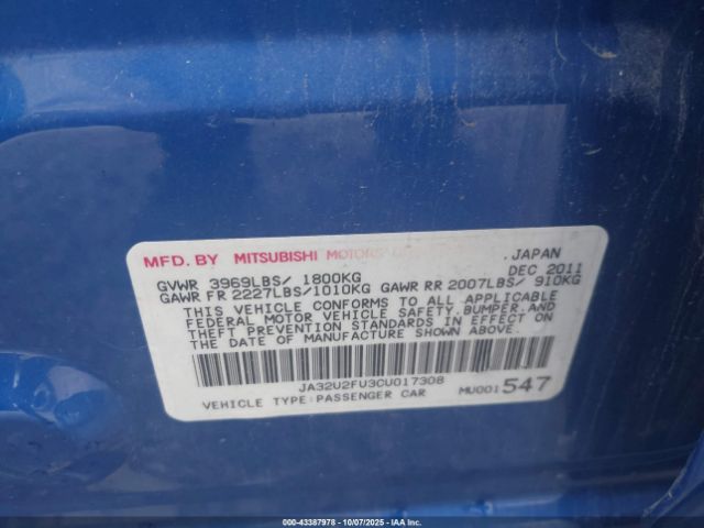 2012 MITSUBISHI LANCER JA32U2FU3CU017308 Photo 8