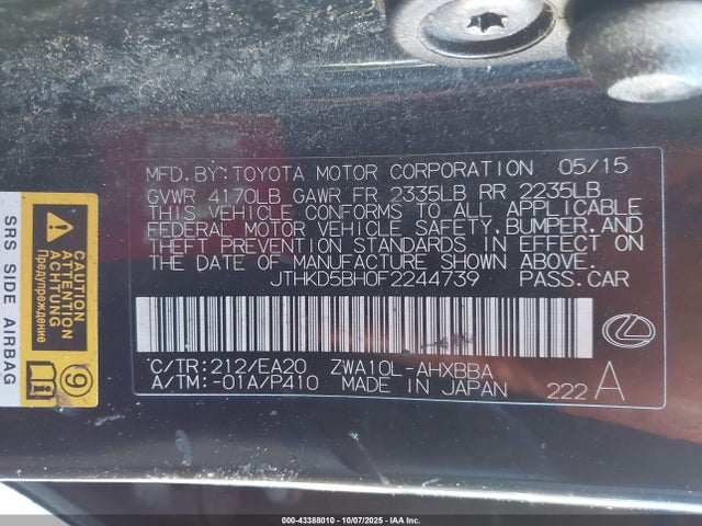 2015 LEXUS CT 200H JTHKD5BH0F2244739 Photo 8