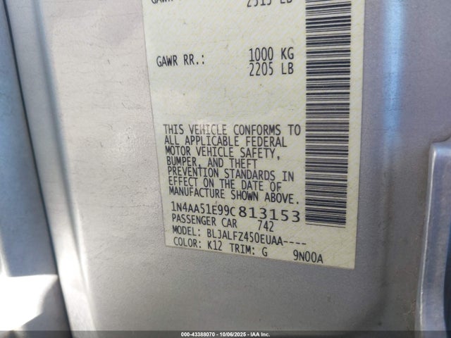 2009 NISSAN MAXIMA 1N4AA51E99C813153 Photo 8