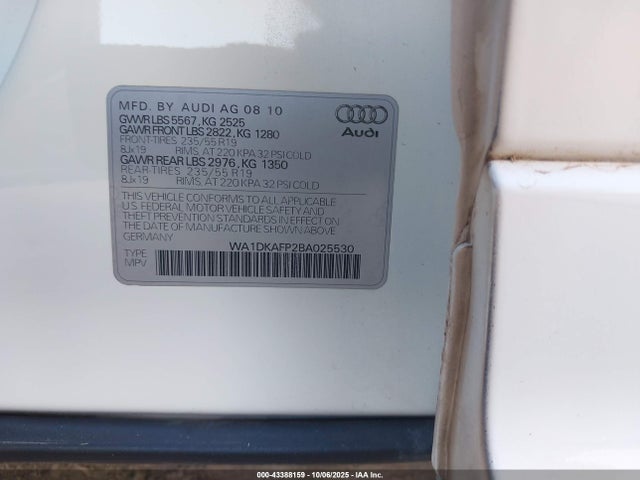 2011 AUDI Q5 WA1DKAFP2BA025530 Photo 8