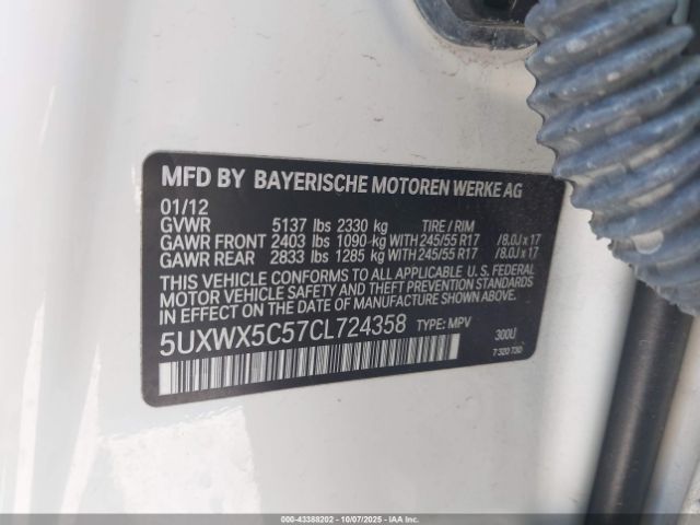 2012 BMW X3 5UXWX5C57CL724358 Photo 8