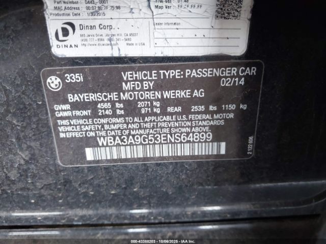 2014 BMW 335I WBA3A9G53ENS64899 Photo 8