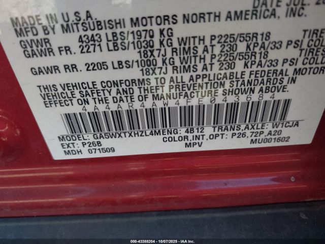 2015 MITSUBISHI OUTLANDER SPORT 4A4AR4AW4FE043684 Photo 8