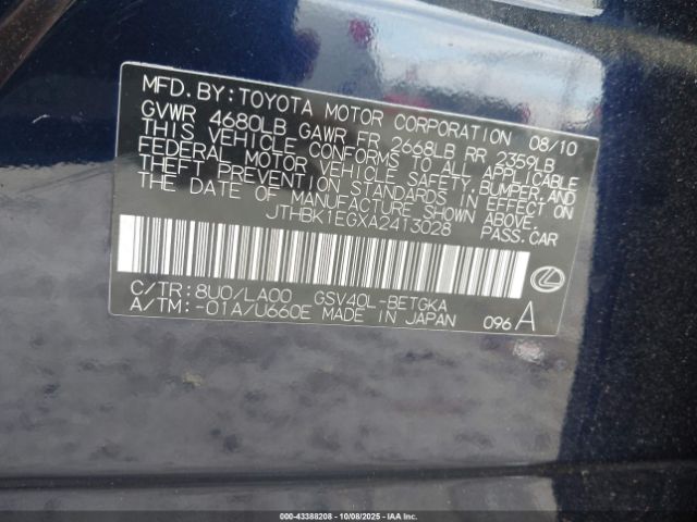 2010 LEXUS ES 350 JTHBK1EGXA2413028 Photo 8