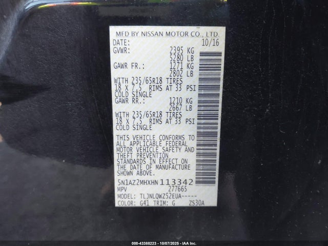 5N1AZ2MHXHN113342 Nissan 2017