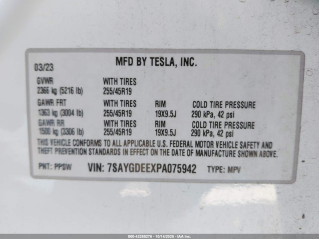 2023 TESLA MODEL Y 7SAYGDEEXPA075942 Photo 8