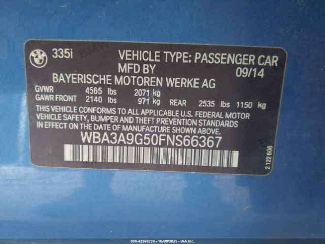 2015 BMW 335I WBA3A9G50FNS66367 Photo 8