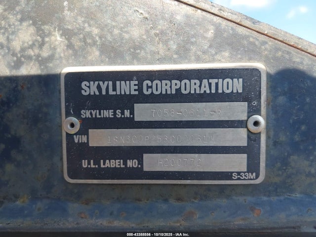 Продаж на аукціоні авто 2003 Skyline Nomad, vin: 1SN300P253C000611, номер лоту: 43388556