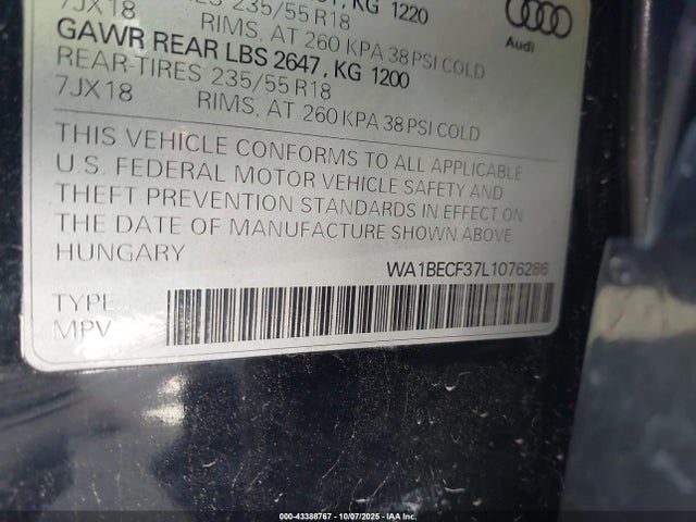 2020 AUDI Q3 WA1BECF37L1076286 Photo 8