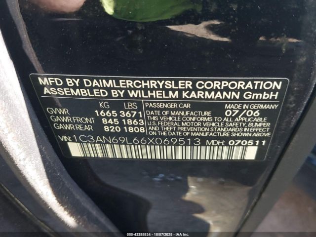 2006 CHRYSLER CROSSFIRE 1C3AN69L66X069513 Photo 8