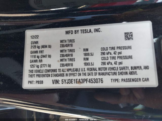 2023 TESLA MODEL 3 5YJ3E1EA3PF453076 Photo 8