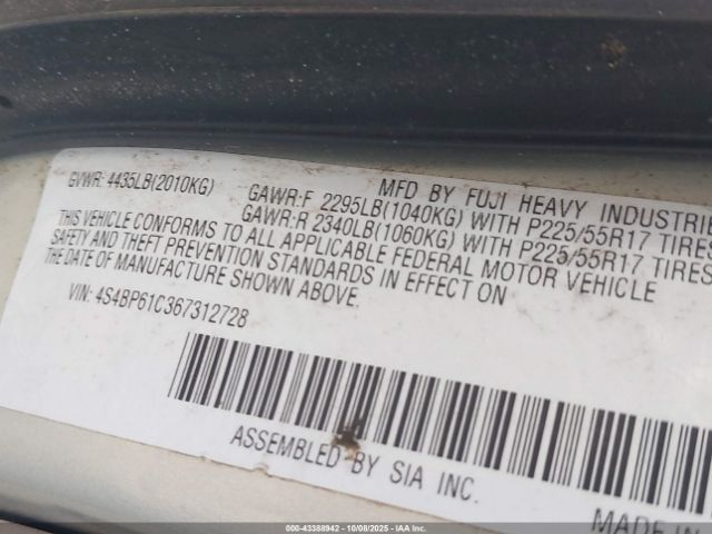 2006 SUBARU OUTBACK 4S4BP61C367312728 Photo 8