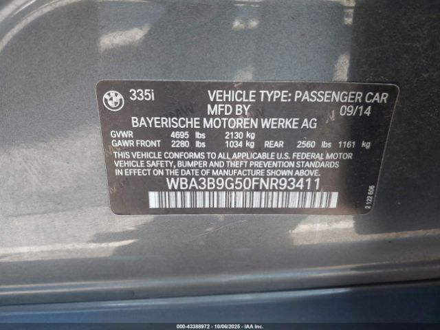 2015 BMW 335I WBA3B9G50FNR93411 Photo 8