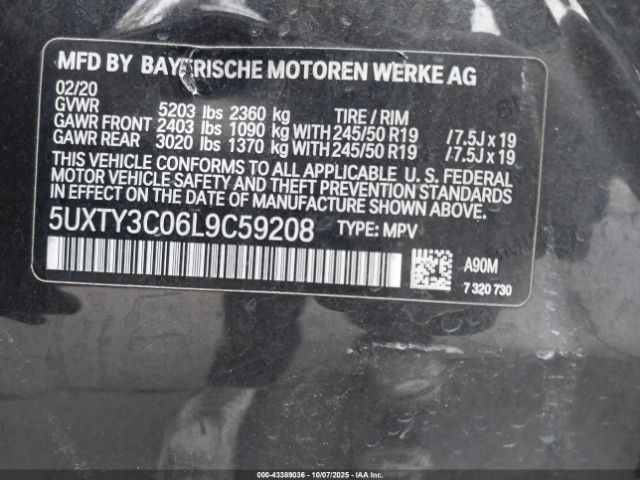 2020 BMW X3 5UXTY3C06L9C59208 Photo 8