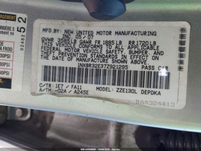 2007 TOYOTA COROLLA 1NXBR32E37Z921295 Photo 8