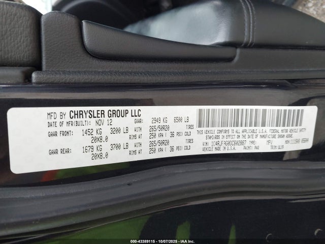 43389115 :رقم المزاد ، 1C4RJFAG0DC602887 vin ، 2013 Jeep Grand Cherokee Laredo مزاد بيع