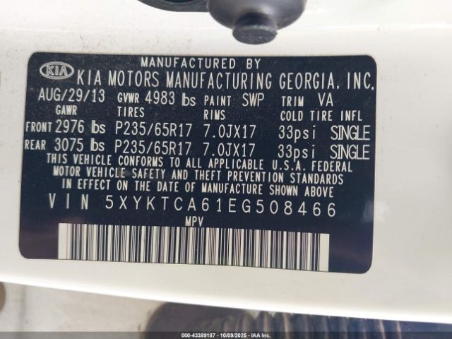 2014 KIA SORENTO 5XYKTCA61EG508466 Photo 8