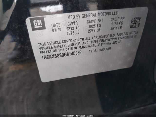 2016 CADILLAC CTS 1G6AX5SS9G0145059 Photo 8