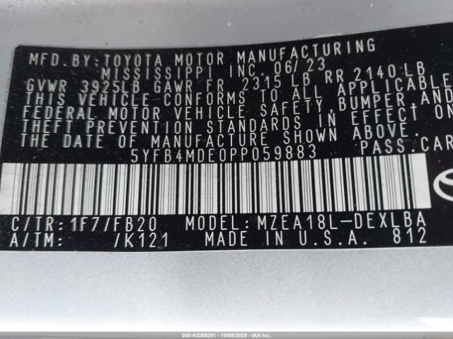 2023 TOYOTA COROLLA 5YFB4MDE0PP059883 Photo 8