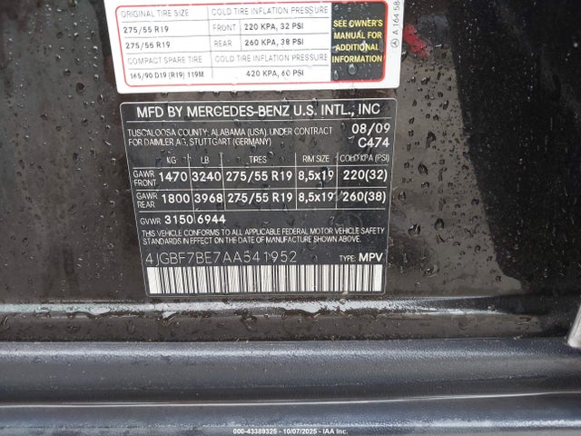 Продаж на аукціоні авто 2010 Mercedes-benz Gl 450 4matic, vin: 4JGBF7BE7AA541952, номер лоту: 43389325