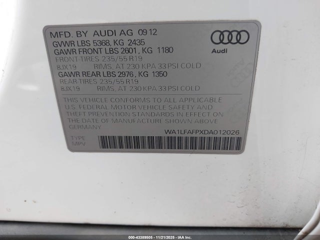 2013 AUDI Q5 WA1LFAFPXDA012026 Photo 8