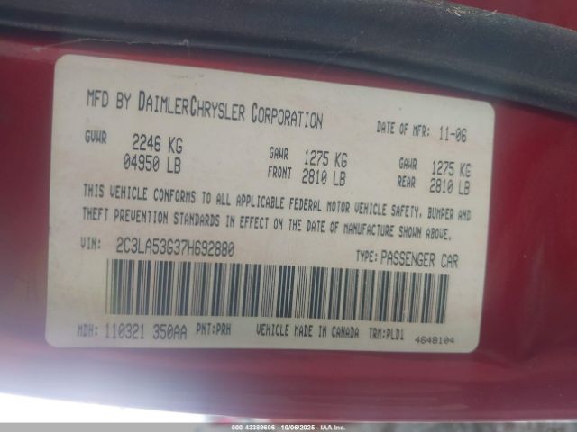 2007 CHRYSLER 300 2C3LA53G37H692880 Photo 8