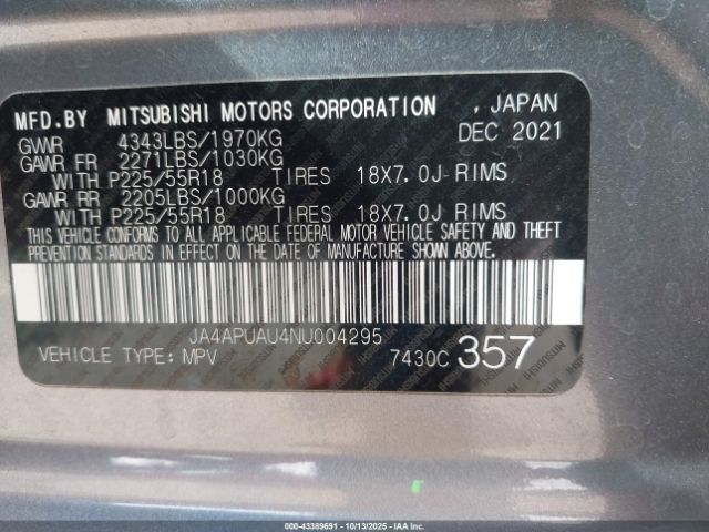 2022 MITSUBISHI OUTLANDER SPORT JA4APUAU4NU004295 Photo 8