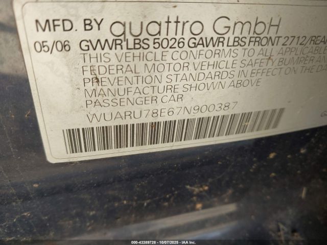 2007 AUDI RS 4 WUARU78E67N900387 Photo 8