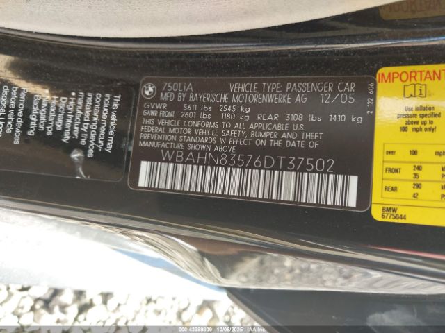 2006 BMW 750LI WBAHN83576DT37502 Photo 8