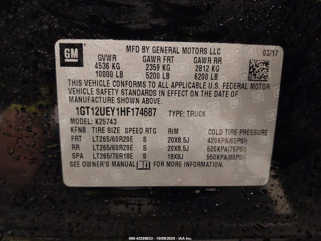 1GT12UEY1HF174687 GMC Sierra 2500hd Denali