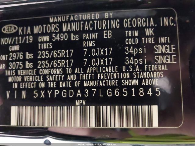 2020 KIA SORENTO 5XYPGDA37LG651845 Photo 8