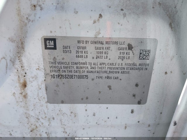 Chevrolet luz 2014 1G1P75SZ0E7100075 Image 12