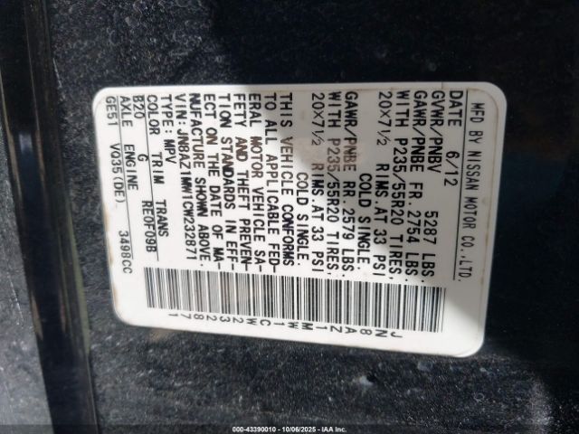 2012 NISSAN MURANO JN8AZ1MW1CW232871 Photo 8