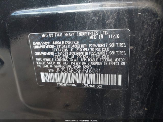 2017 SUBARU FORESTER JF2SJABC8HH509061 Photo 8