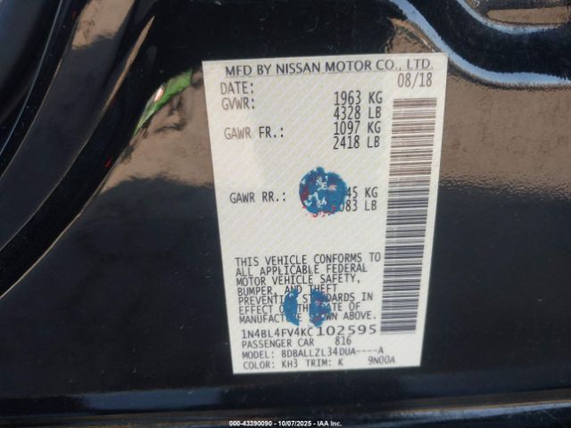 2019 NISSAN ALTIMA 1N4BL4FV4KC102595 Photo 8