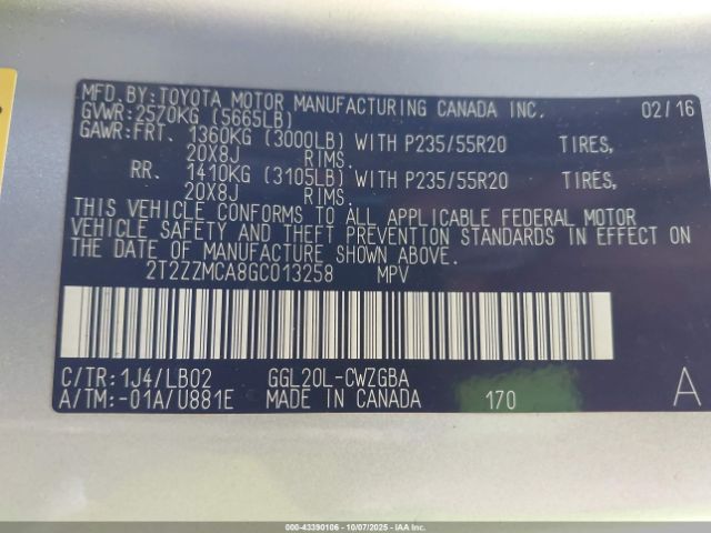 2016 LEXUS RX 350 2T2ZZMCA8GC013258 Photo 8