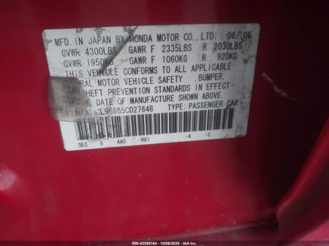 2005 ACURA TSX JH4CL96865C027648 Photo 8