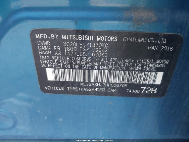 2017 MITSUBISHI MIRAGE ML32A3HJ7HH006205 Photo 8