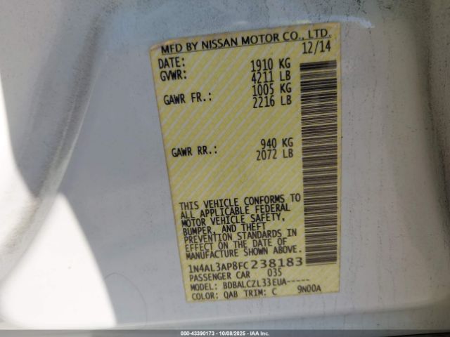2015 NISSAN ALTIMA 1N4AL3AP8FC238183 Photo 8